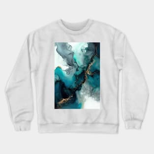 Teal Tides - Abstract Alcohol Ink Art Crewneck Sweatshirt